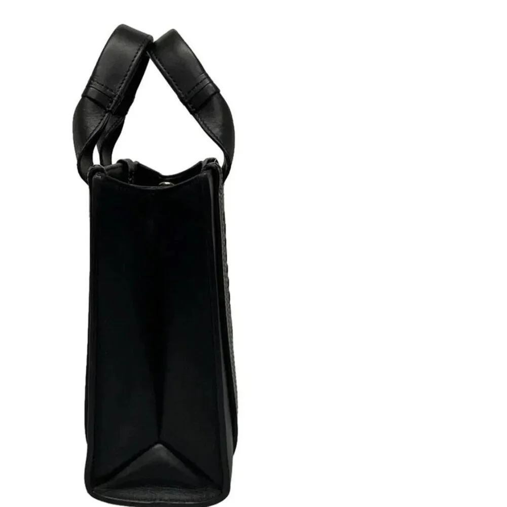 Auth Chloe Woody Small Tote Bag Black Smooth Calfskin - Picture 7 of 10